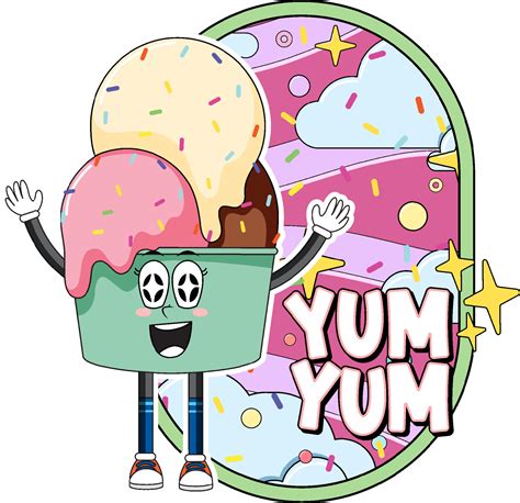 ice cream with word expression yum 7539987 vector art at vecteezy