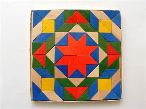 Vintage Mosaic Game Wooden Game Tiles Tangram Tiles Tofa Etsy