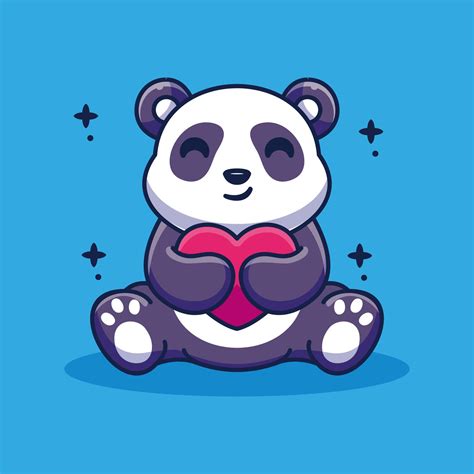 Cute Panda Holding Love Vector Icon Illustration 8255578 Vector Art At