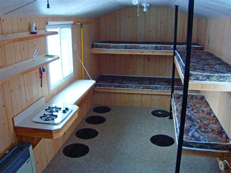 Removable floor helps keep cold out and heat in. Bunk Beds | Ice fishing house, Ice fishing shack plans ...