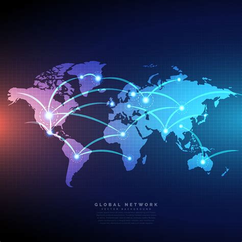 Digital World Map Linked By Lines Connections Network Design Download