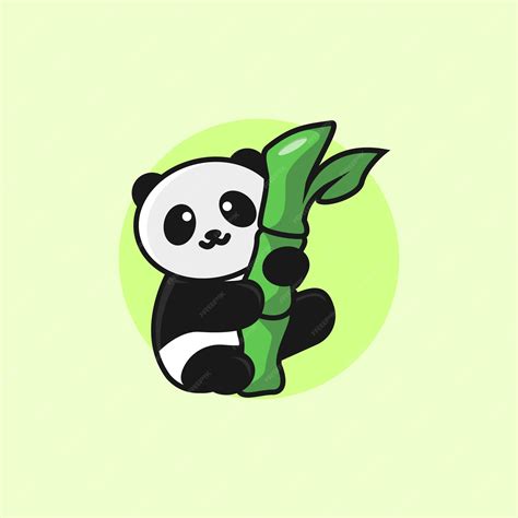 Premium Vector Cute Baby Panda Climbing Bamboo Illustration