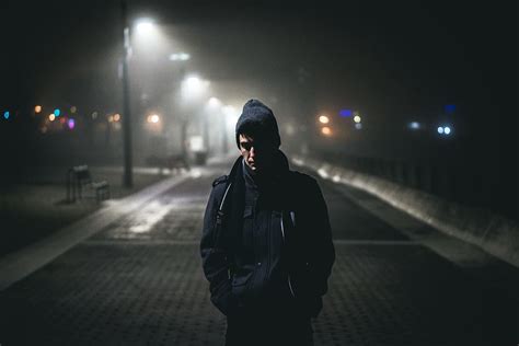 Hd Wallpaper Man Standing Near Street Lights Man Standing On Road