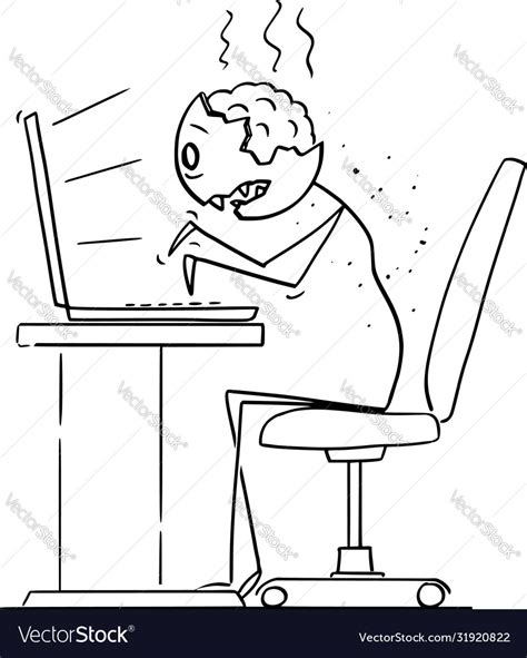 Cartoon Undead Zombie Businessman Working Vector Image