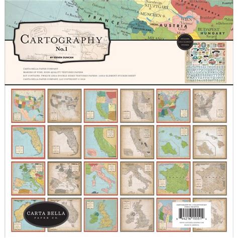 Carta Bella Scrapbook Paper Collection Kit Cartography No 1