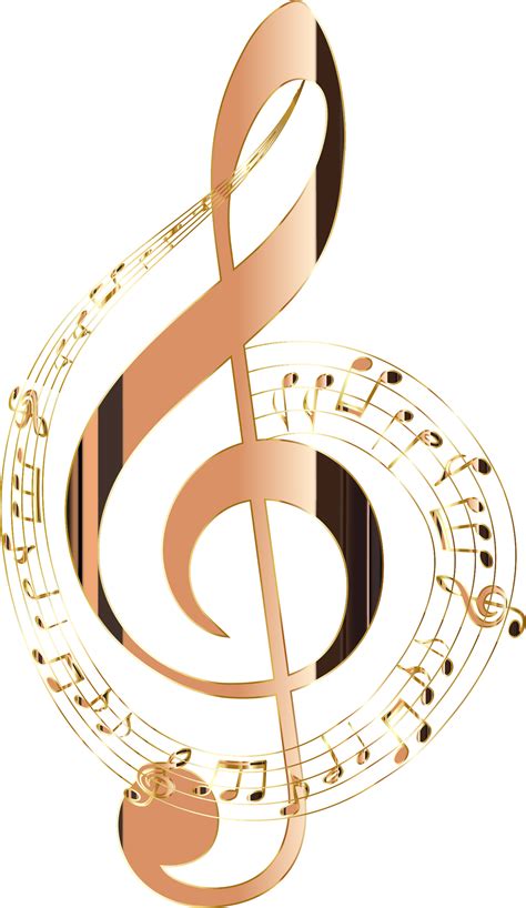 Sound musical, treble key, melody classical. Clipart - Shiny Copper Musical Notes Typography No Background