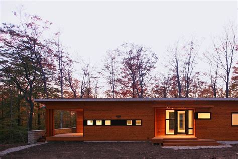 Modern Prefab Cabin House Wisconsin Butterfly Roof Cedar Siding