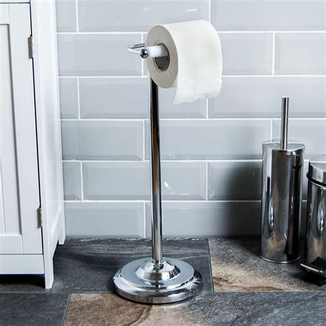 Product titlebolero collection upright toilet tissue holder in sa. Toilet Roll Paper Holder Floor Free Standing Chrome ...