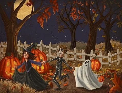 Halloween Folk Art Painting Witch Halloween Ghost Cute Halloween