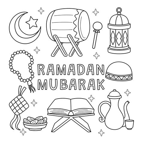 Ramadan Mubarak Kleurplaat Voor Kinderen Premium Vector