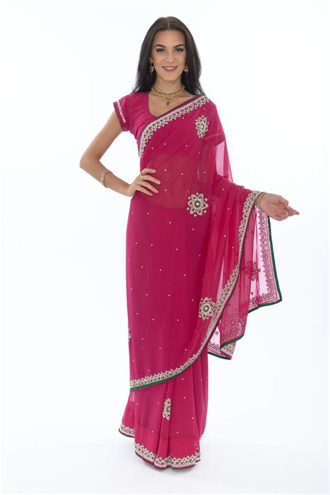 radiant raspberry ready made pre stitched sari saris and things