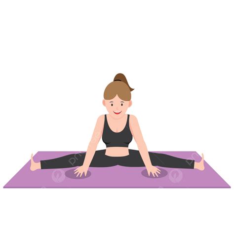 Cartoon Yoga Pose Wide Angle Seated Forward Bend Yoga Health Pose