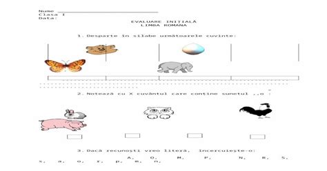Fise Evaluare Initiala Clasa I Doc Document