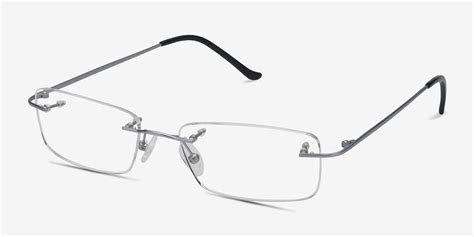 Ebb Rectangle Silver Rimless Eyeglasses Eyebuydirect Eyebuydirect