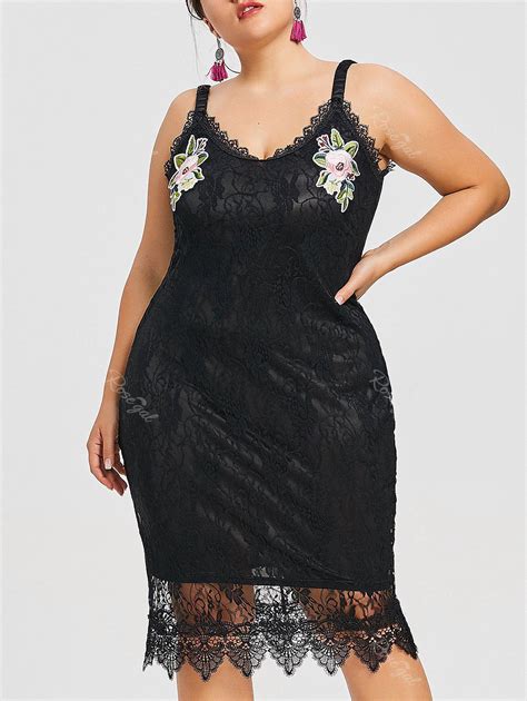 37 Off Plus Size Floral Embroidered Lace Dress Rosegal
