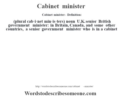 More than 250,000 words that aren't in our free dictionary. Cabinet minister definition | Cabinet minister meaning ...