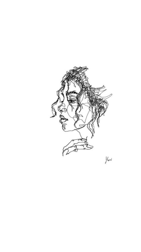 Download Womans Side Profile Aesthetic Sketches Wallpaper