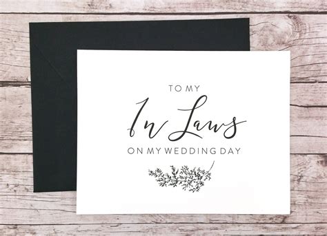To My In Laws On My Wedding Day Card Wedding Card Thank You Etsy