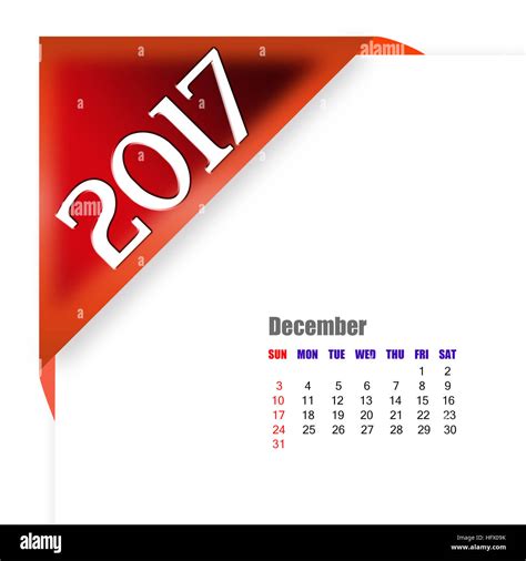 2017 December Calendar Stock Photo Alamy