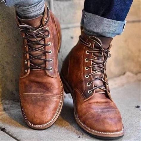 Men Vintage Genuine Leather Ankle Boots Khaki Us11 Eu46 In 2021