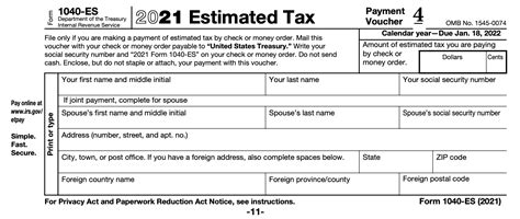 Fillable Form 1040es  Printable Forms Free Online