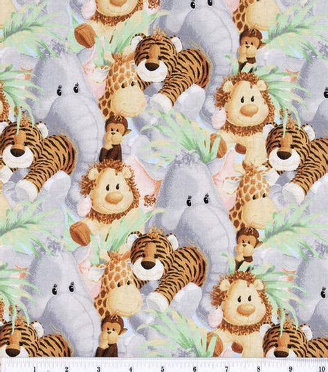 Jungle Babies Nursery Cotton Fabric Animals Nursery Fabric Baby