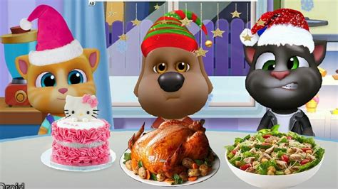 El Gato Tom Y Sus Amigos My Talking Tom Navidad Bonito Lindo Gatito