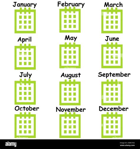 Calendar With All Months Of The Year Illustration Stock Photo Alamy