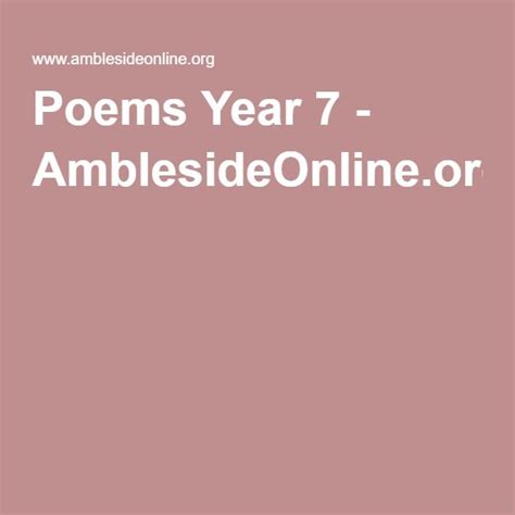 Poems Year 7 Free Homeschool Curriculum Poems Year 7