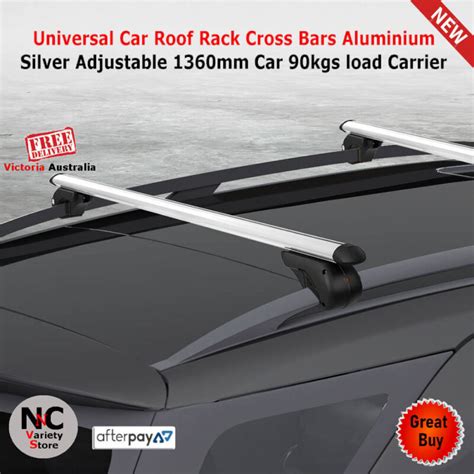 Universal Car Roof Rack Cross Bars Aluminium Silver Adjustable 1360mm