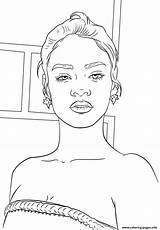 Coloring Rihanna Celebrity Printable Famous Star African American Drawing History Pop Stars Avengers Sharry Cartoon Categories Info sketch template