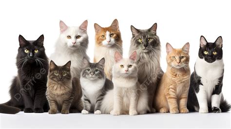 Group Of Cats Sitting On A White Background Picture Of All Cat Breeds
