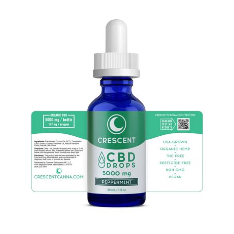 Extra Strength Cbd Oil 5000 Mg Cbd 30 Ml Crescent Canna