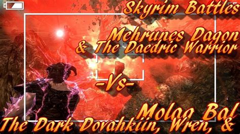 Skyrim Battles Mehrunes Dagon And The Daedric Warrior Vs The Dark