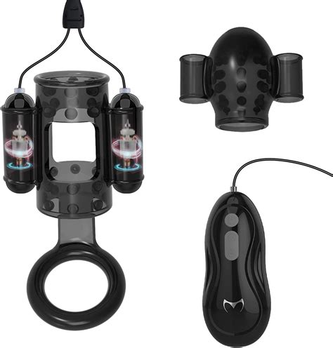Glans Training Tool Penis Ring Vibrator Glans Stimulator With Dual Sleeves 12