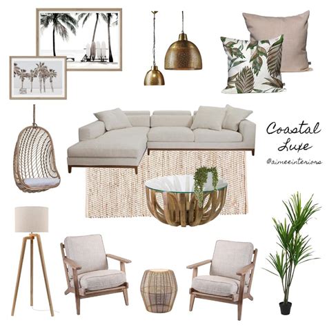 Creating a mood board before you start with your interior design task can be very useful. Coastal Luxe Interior Design Mood Board by Aimee & Co ...