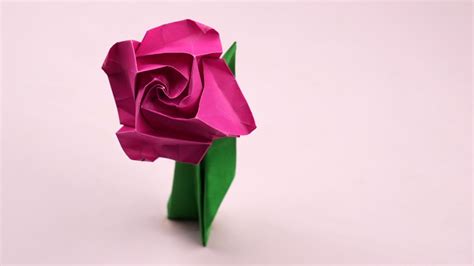 Origami Rose With Stem