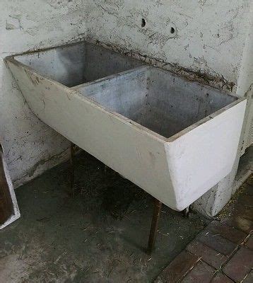 Vintage Concrete Farmhouse Double Bowl Laundry Sink Wash Basin Drain