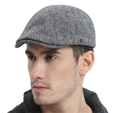 Voboom Men Flat Cap Ivy Caps Woolen Blend Cabbie Gatsby Hat Beret Boina