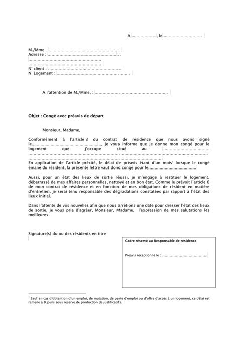 Exemple Courrier De Preavis Classique Doc Pdf Page 1 Sur 1