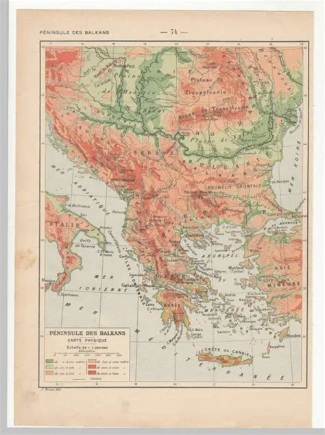 Peninsule Balkans Balkan Peninsula Physique Physical Carte Atlas Map