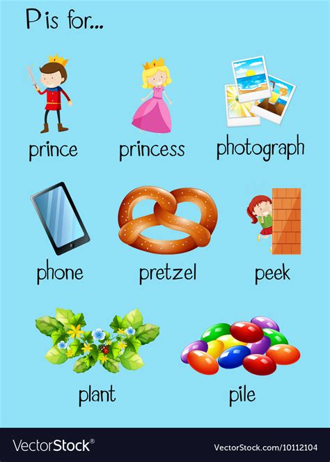 Many Words Begin With Letter P Royalty Free Vector Image