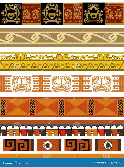 Diseños Aztecas Del Modelo Stock De Ilustración Ilustración De Rojo