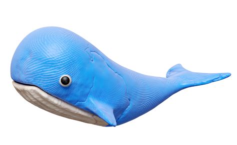 3d Blue Whale From Plasticine Isolated Whale Clay Toy Icon Concept 3d