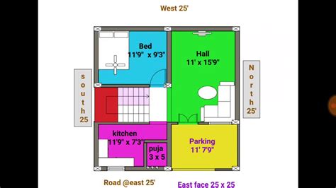 1bhk 24 × 25 East Face Duplex House Plan Map Youtube