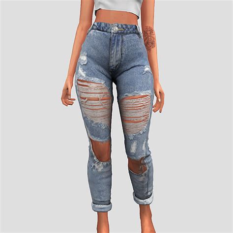 Elliesimple Destroyed Boyfriend Jeans The Sims 4 Download All In One