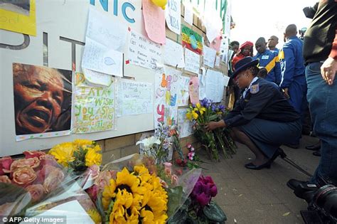 Nelson Mandela Tributes Outside Hospital As Father Of Democracy