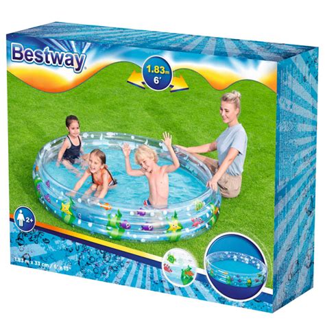 Bestway Piscina Inflable De Juegos Tema Marino Profundo De 3 Anillos Para Niños