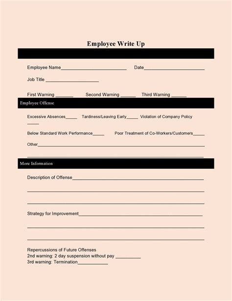 Free Printable Employee Write Up Form Free Printable Templates