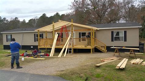 Deck Roof Framing It Up Building A Porch Mobile Home Porch Manufactured Home Porch